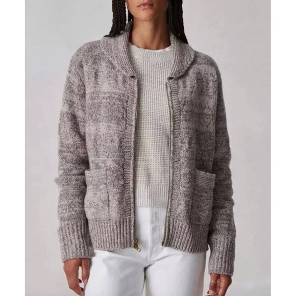 Buck Mason Grey Feather Heritage Wool Shawl Cardigan - Picture 2 of 8